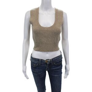 Mayle Womens Lambswool Knitted Round Neck Sleeveless Cropped Beige Size S